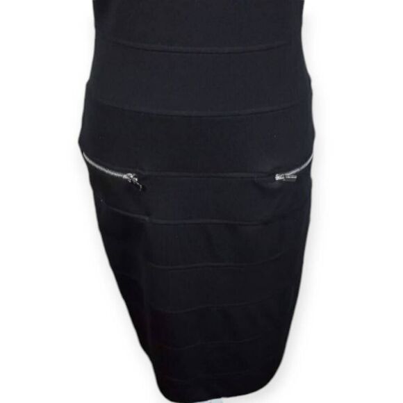 ADRIENNE VITTADINI BLACK BODYCON ZIPPER DRESS SZ.6 EUC. - Picture 3 of 8